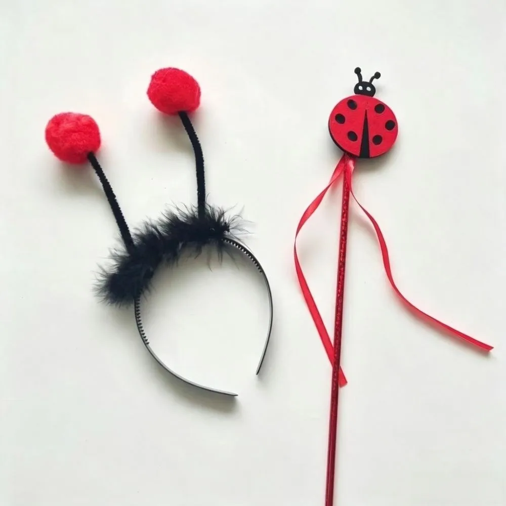 Funny Ladybird Cosplay Costume creative Lightweight Costume Set with Magic Wand Wing Headband Wings Headband Skirt Set