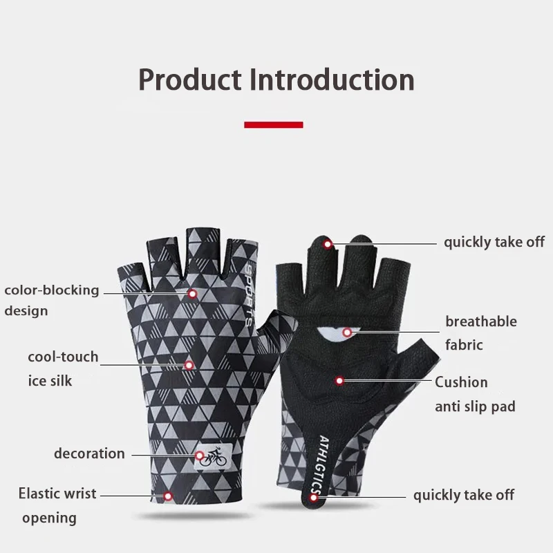 الدمبل رفع الأثقال التدريب نصف اصبع قفازات للجنسين الصيف مرونة عالية الحرير الجليد في الهواء الطلق ركوب الدراجات التخييم قفازات