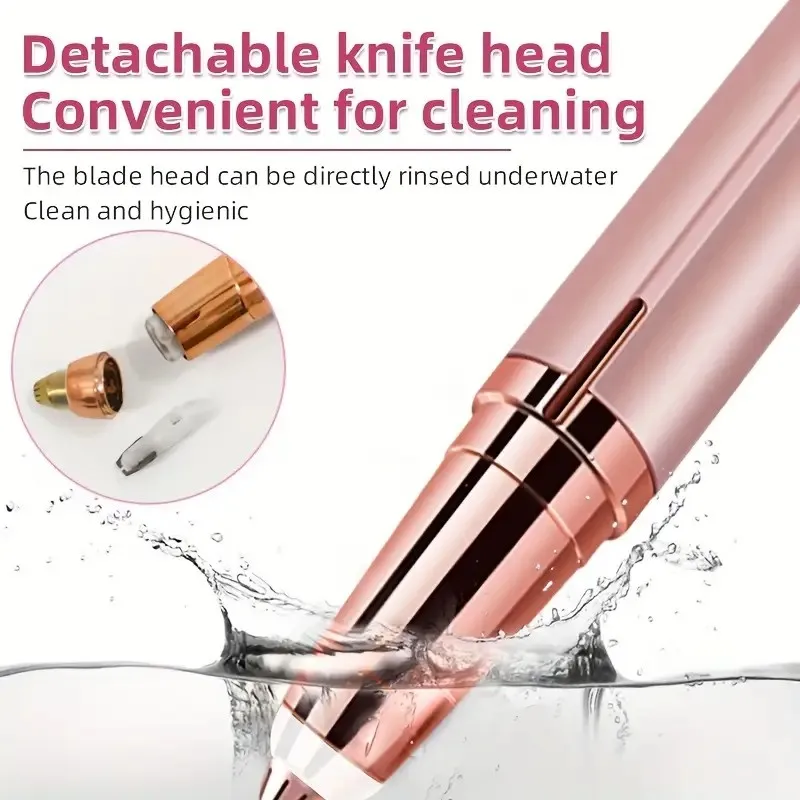 Aparador de sobrancelha elétrico recarregável USB - Caneta de remoção de pêlos de precisão automática, removedor de pêlos faciais indolor com St inoxidável