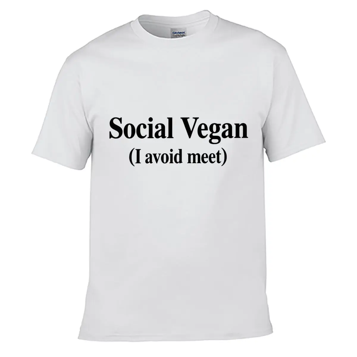 Social Vegan I Avoid Meet Typography Street Loose Simple Tee