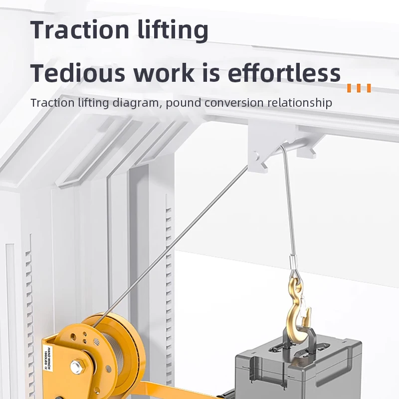 Heavy Duty 1200LB Manual Hoist Winch with Galvanized Steel Wire Rope Hand Crank Operated Self-Locking Winch for Lifting