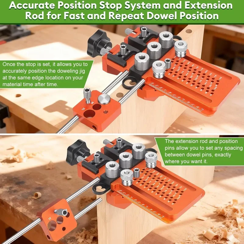 Adjustable Pin Clamp Kit Woodworking Bit Guide with Fast Positive Stop for Drill Press Accurate Hole Positioning Tool Set