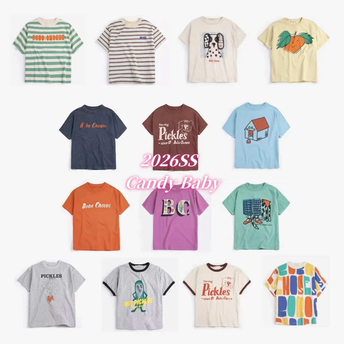 

Candy Baby BC26 Spring/Summer Kids Clothes New Children's Cotton Printed Short-sleeved T-shirt for Boys and Girls Casual Top