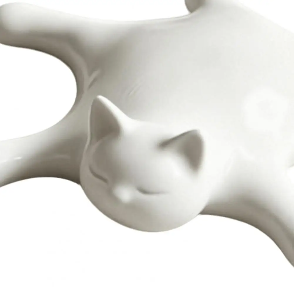 Cat Ornament Desk Cat Ornament 3d Printed Melting Cat Figurine Lazy Sleeping Statue with Matte White Finish Stable for Lovers
