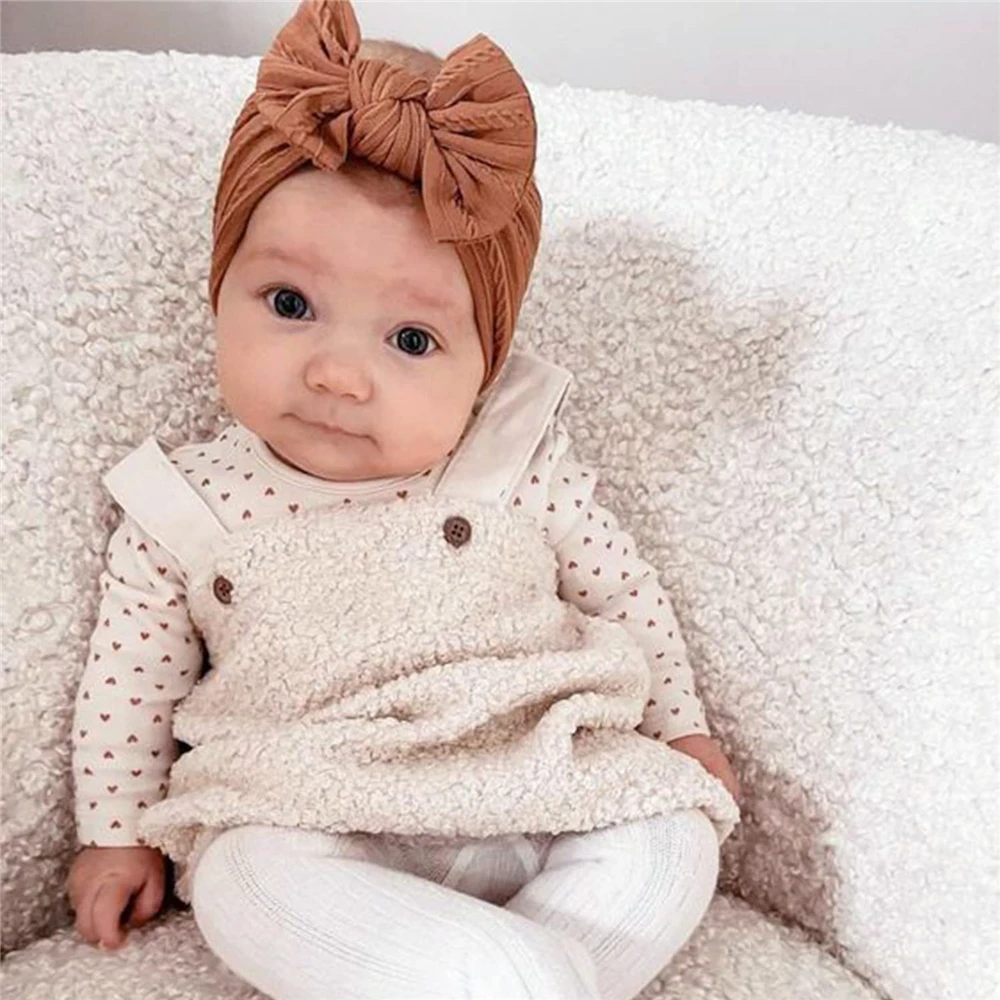 Diadema de bebé para niña, lazos de punto elásticos, diadema de nailon de Color sólido, turbante para bebé, accesorios para el cabello para niña