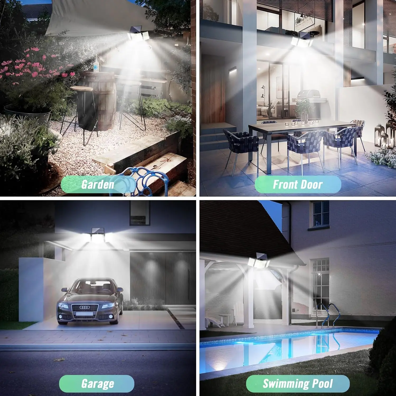 280 LED Solar Wall Lights Outdoor Motion Sensor Solar Lamp Solar Flood Lights with 3 Modes Adjustable Lighting Head for Garden