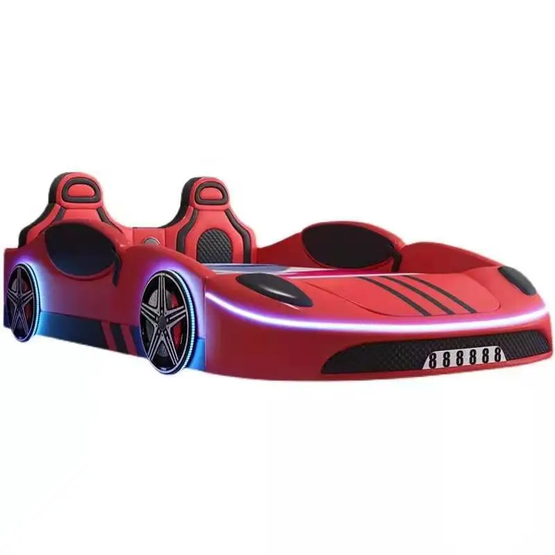 

New handsome boy car bed double primary school student solid wood with guardrail