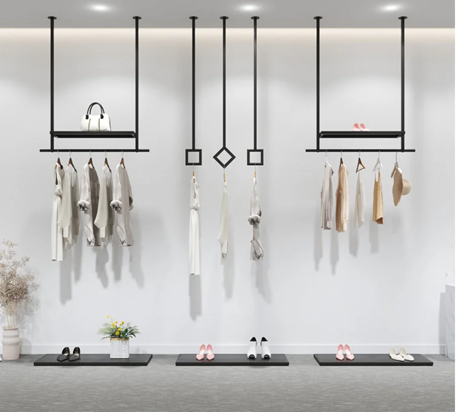 

Clothes store suspended hanger iron hanger wall clothing display rack men's and children's wear men's and women's wear shelf