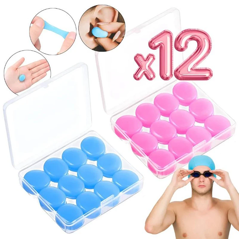 

12PCS Silicone Ear Plug Reusable Silicone Wax Earplugs Swimming Moldable Earplugs Noise Reduction Cancelling Sleeping Protection