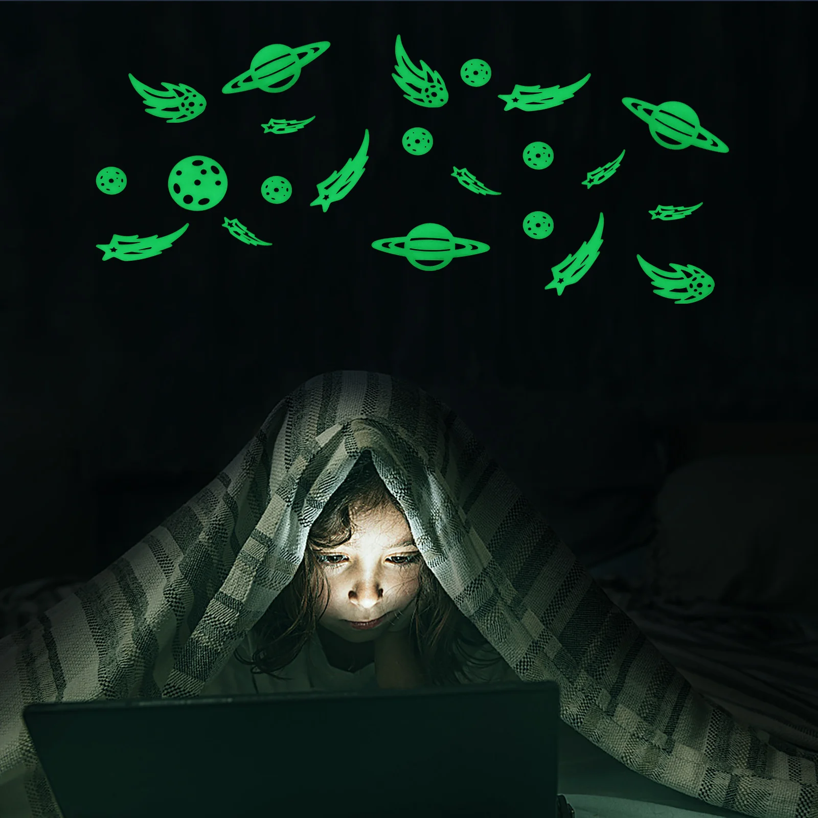 

40 pcs Night Glow Wall Stickers Meteor Shape Luminous Decals For Kids Room Ceiling Decor Glow In The Dark Stickers