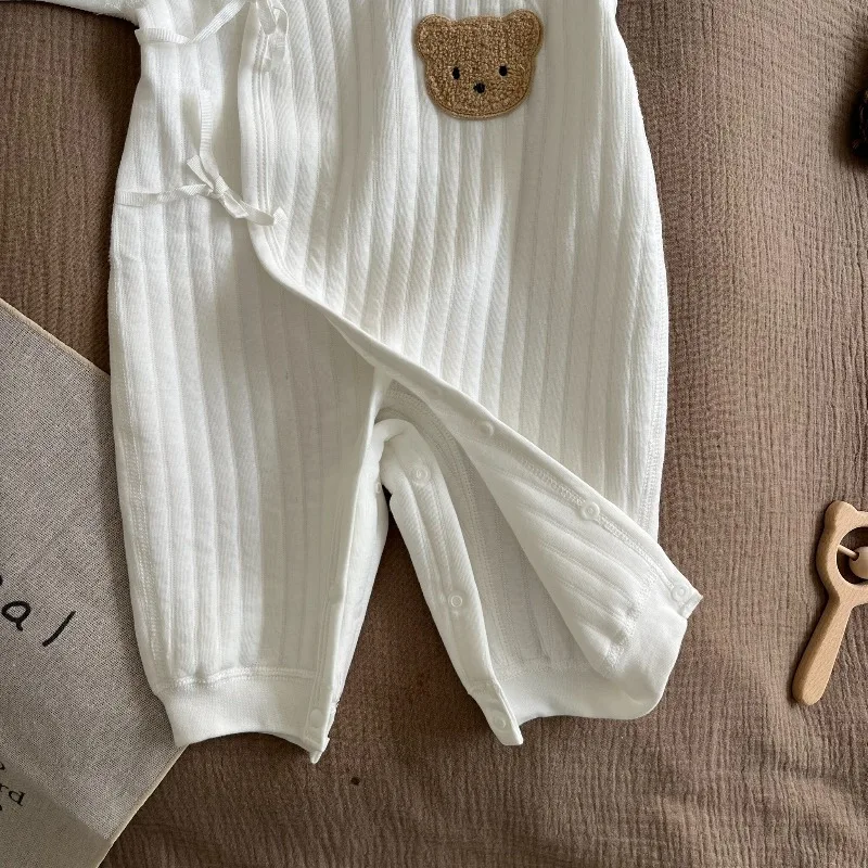Autumn Winter Newborn Three Layer Warm Butterfly Romper Baby Jumpsuit Spring Autumn Cute Infant Onesie Festival Home Wear
