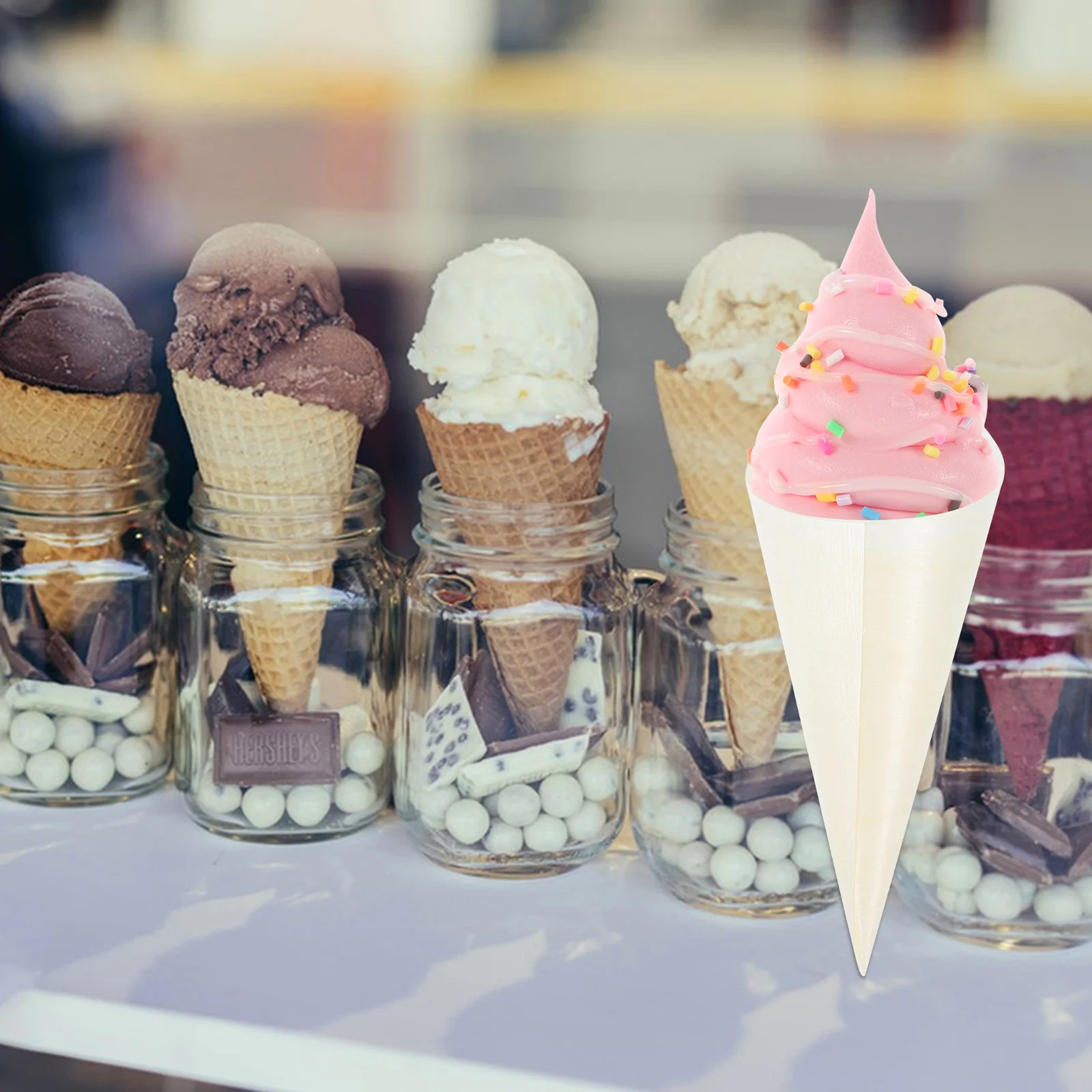 

100pcs Wood Egg Roll Containers Food Holders Ice Cream Cones Disposable Wooden 125mm Crafted Unique Versatile Easy Clean