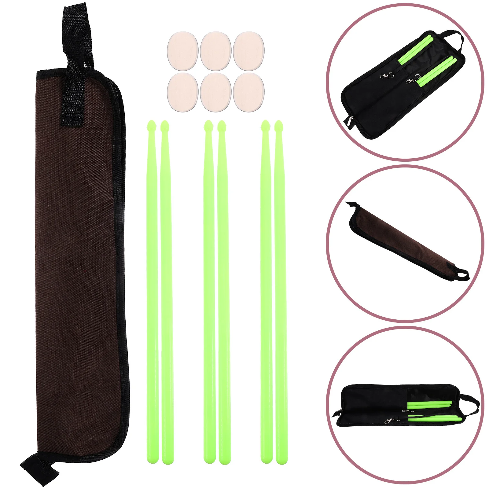 

1Set Drumsticks Nylon Long Handle Percussion Drumsticks Classic Drum Dampener Drumstick Bag Performance Drum Supplies Musical