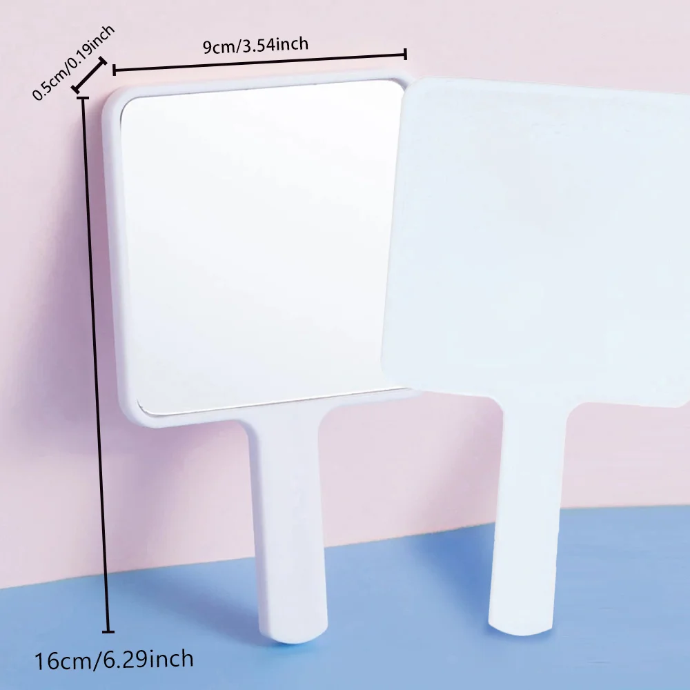 Espejo de maquillaje de mano cuadrado con estampado de dibujos animados, espejo de bolsillo portátil, herramienta de maquillaje para el cuidado Facial a la moda, patrón de letras de Halloween