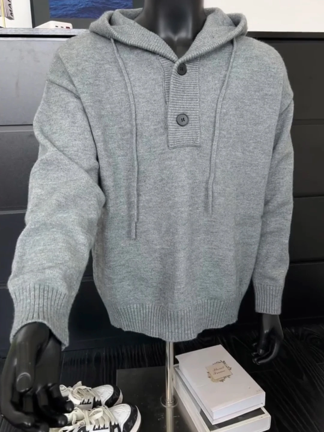

Мужской вязаный свитер с капюшоном Light ey, осенне-зимний кардиган-толстовка Cleanfit, трикотажная кофта-жакет