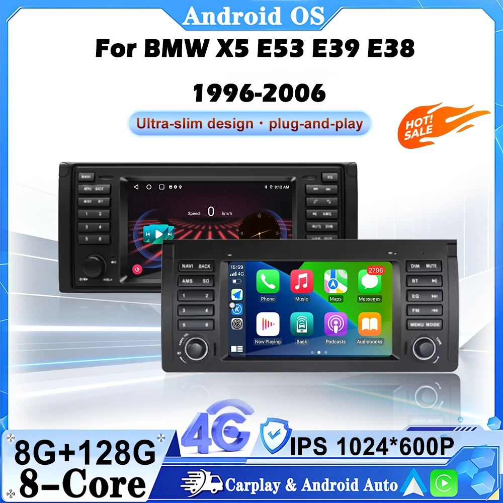 

7 inch For BMW X5 E53 E39 E38 1996 1997 1998 1999-2004 2005 2006 Car Radio Stereo Multimedia Player Navigation GPS 4G WlFl