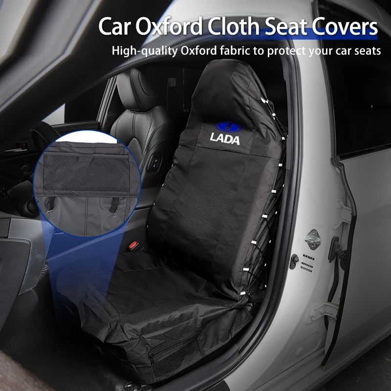 

Oxford cloth car tie up seat cover with storage bag For Lada Priora Sedan Sport Kalina Granta Vesta Niva Largus Vaz Samara 2110