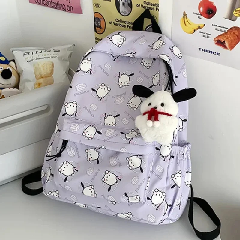 The New Sanrio Cute Girly Heart Backpack Cartoon Pochacco Large-capacity Nylon Schoolbag Student High-value Backpack Gift