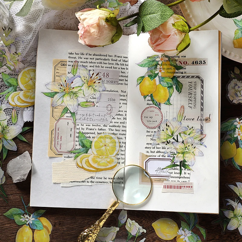 10 pcs INS Flowers Stickers aesthetic Decorative Stick Labels journaling Album Scrapbooking Collage material Craft Supplies