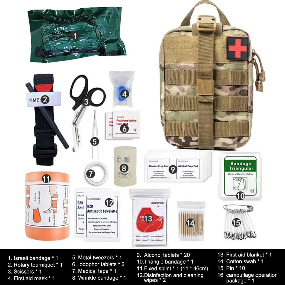 

Tactical 46PCS/Set Survival First Aid Kit IFAK Trauma Hemostatic Kit Outdoor Camping Hunting Disaster Adventures Survival Tool