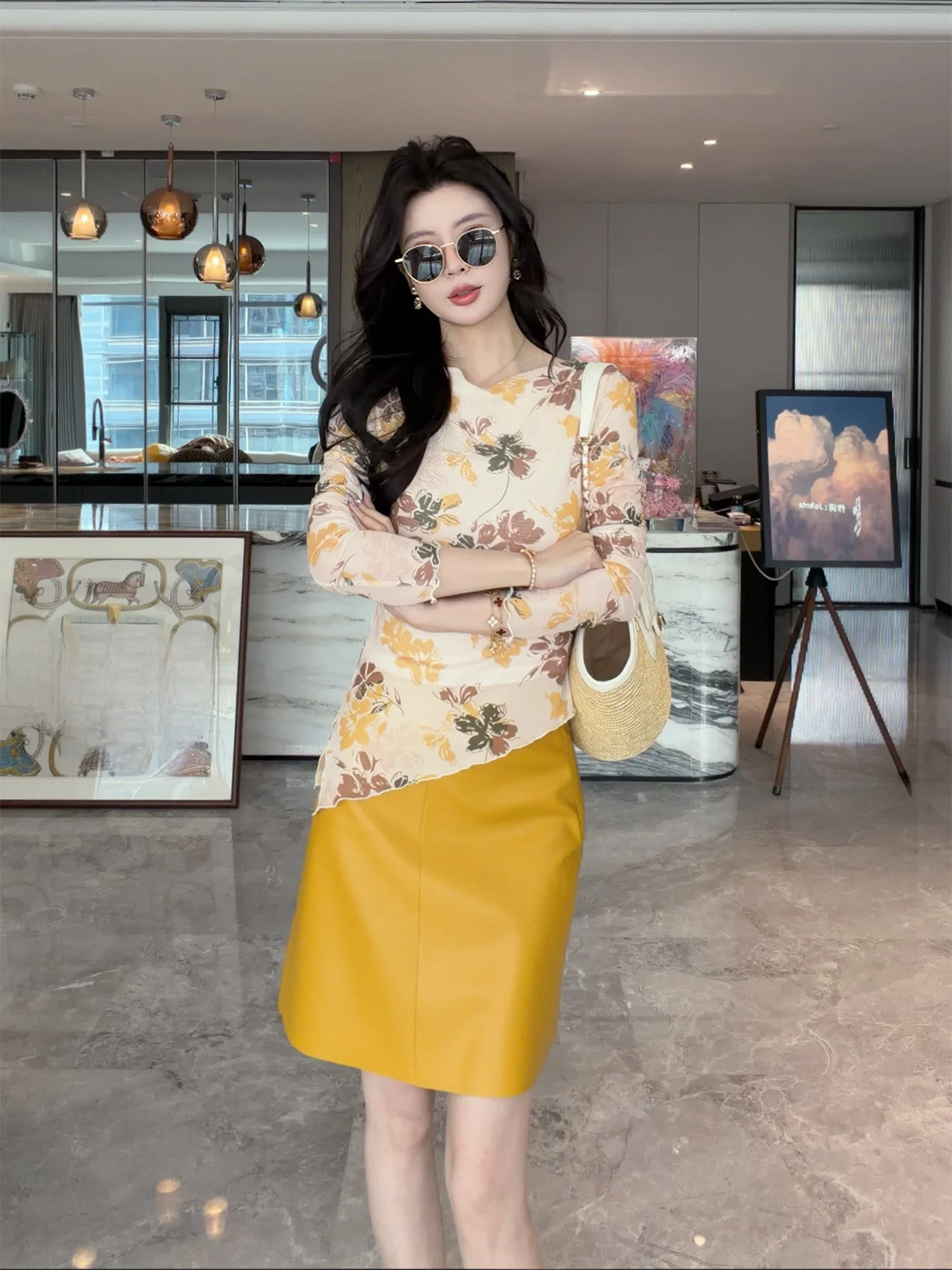 

Кожаная юбка А-силуэта Kun Total Heavy Industry из протеиновой кожи, женская, с высокой талией, весенняя новинка, из ароматной кожи