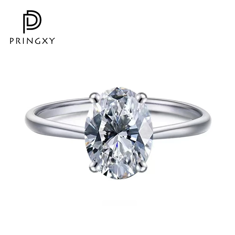 

PRINGXY Personality 3ct Cubic Zircon Diamond Band 6 Prongs Pigeon Egg Ring For Women Luxury Proposal Fine Jewelry Fashion Party