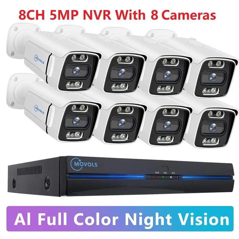 2025 8CH 5MP 8MP POE Security Camera System Two Way Audio 8MP NVR Kit CCTV Outdoor IP Camera H.265 P2P Video Surveillance Set .