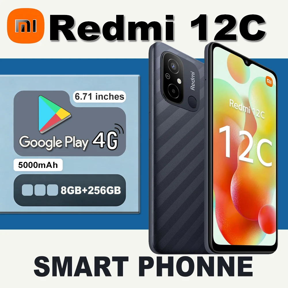 

Original Xiaomi Redmi 12C 8GB 256GB 5000mAh 4G Mobile Phone Global ROM