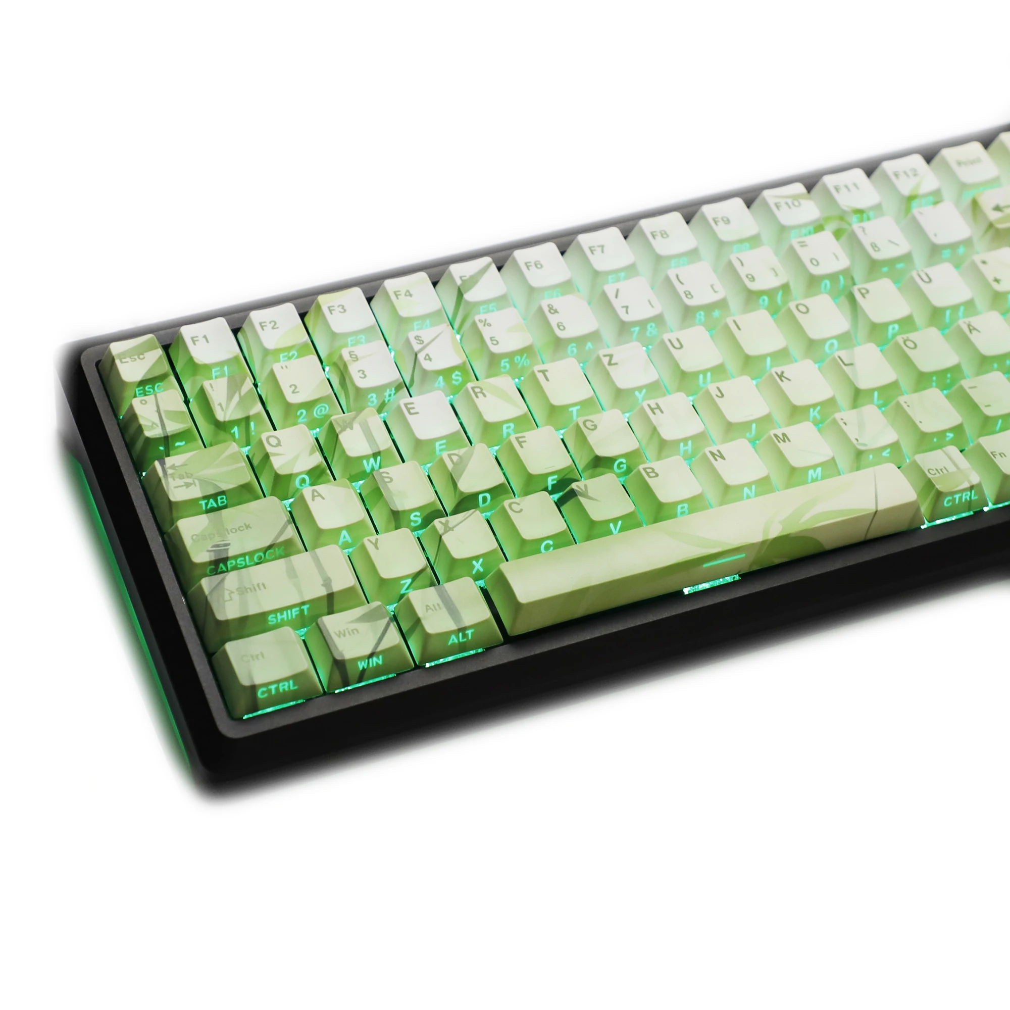 YMDK 133 Key Bamboo Forest Cherry Profile Sidelit German QWERTZ French AZERTY Russian Japanese Keycap for MX Mechanical Keyboard