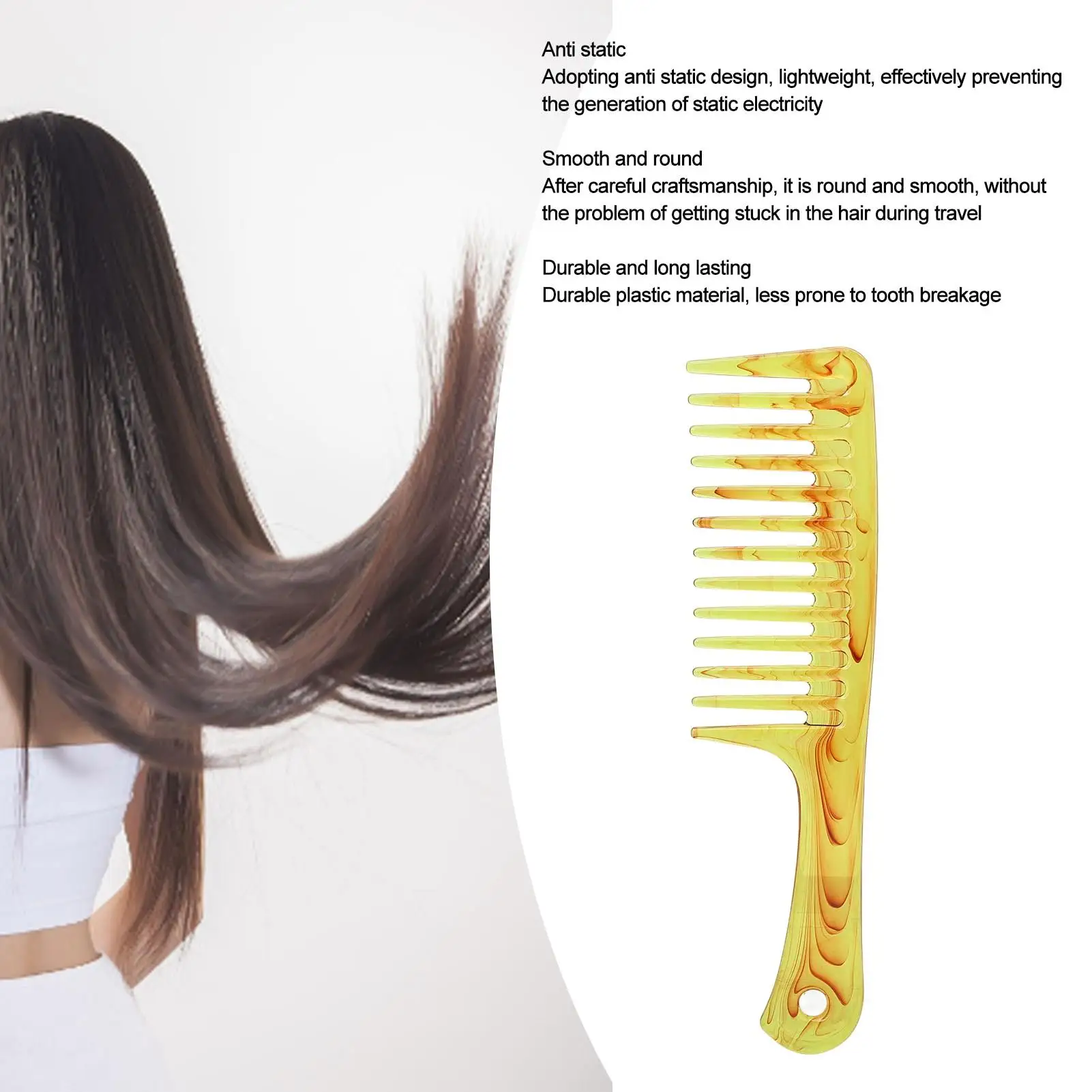 Anti Static Wide Tooth Comb   Reduce Hair Loss, Easy to Use, Fashionable Design   Ideal for Curly Hair