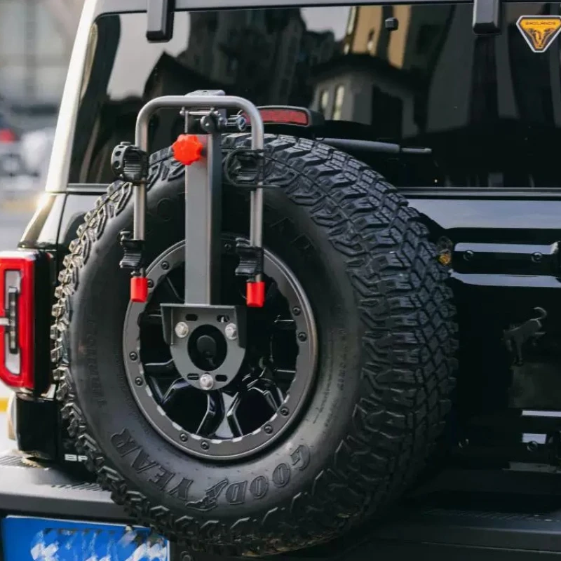 Suitable for Ford Wrangler Bigfoot Edition Folding Car Spare Tire Bicycle Frame Cars Mounted Bicycles Rear Rack Automobile Parts