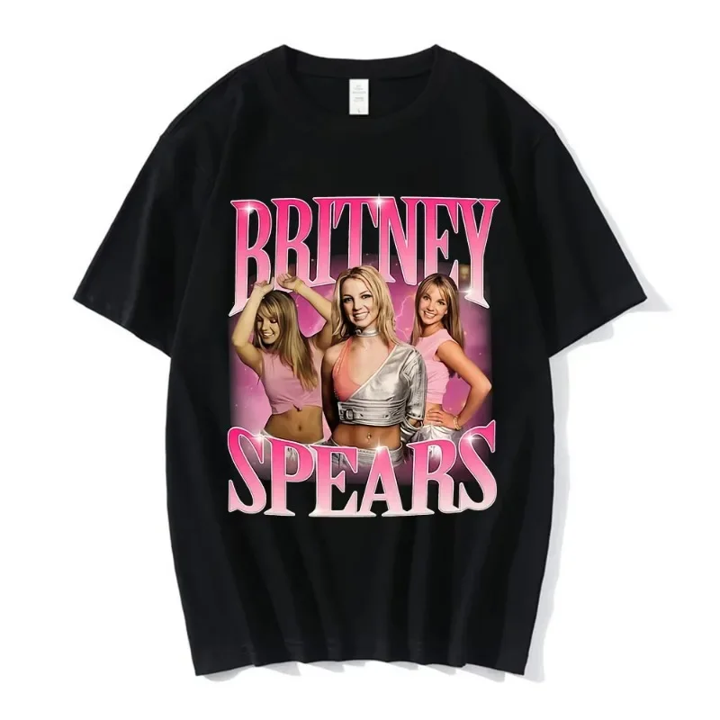 90s fashion singer Britney Spears beautiful photo printed T-shirt fashion trend hip hop T-shirt Harajuku short sleeved T-shirt