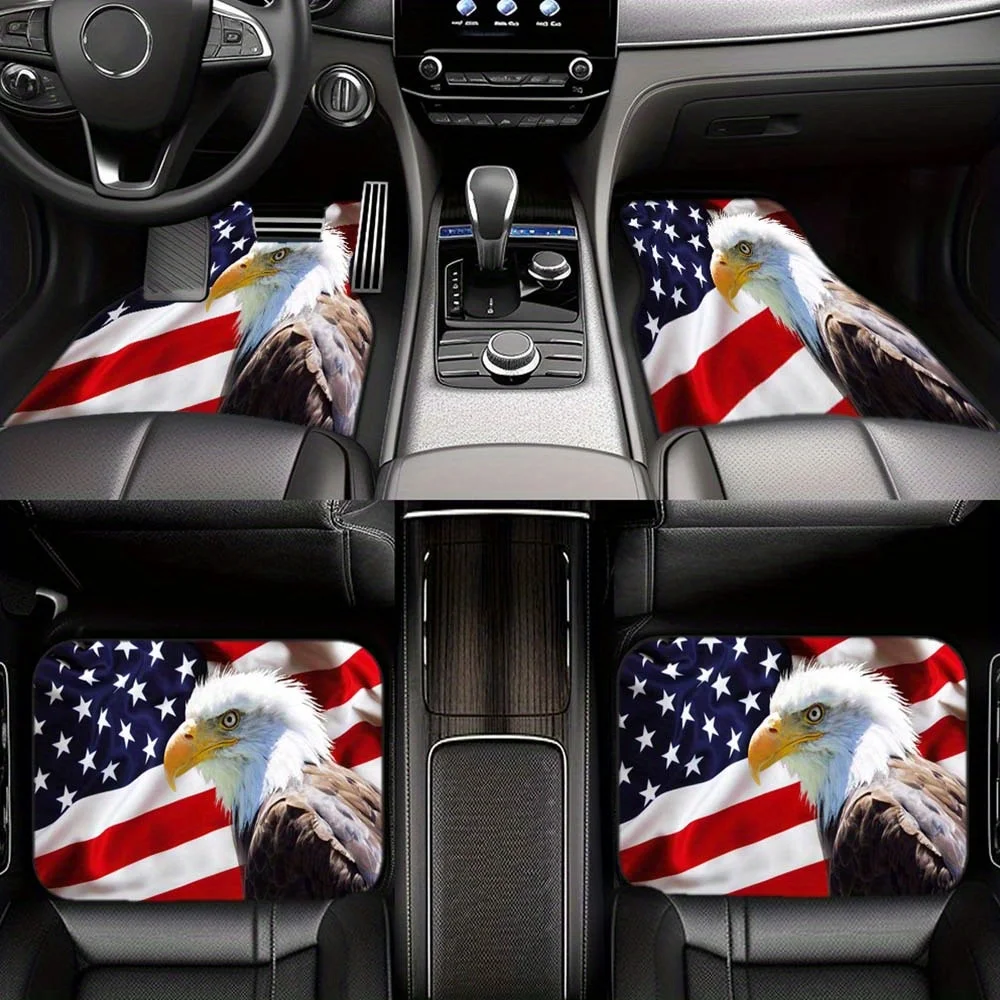 1pc/2pcs/4pcs Multi-purpose Car Floor Mats, Eagle Head Luxury Universal Front And Rear Seat Mats, Anti-slip Washable Decorative