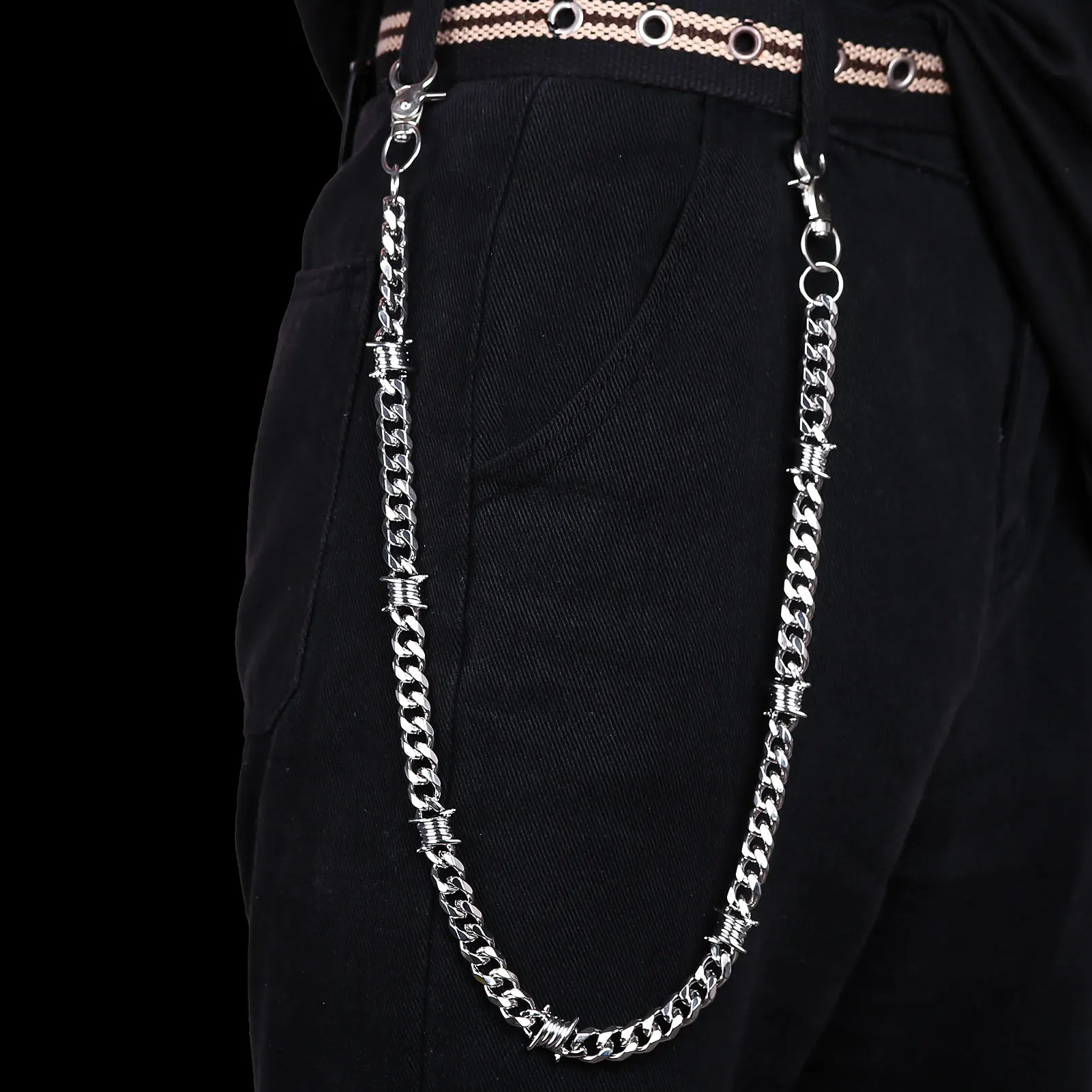Trendy Thorn Men Waist Chain Subculture Waist Chain Bag Charms Men Women Retro Pants Chain Pendant Halloween Accessories Gifts
