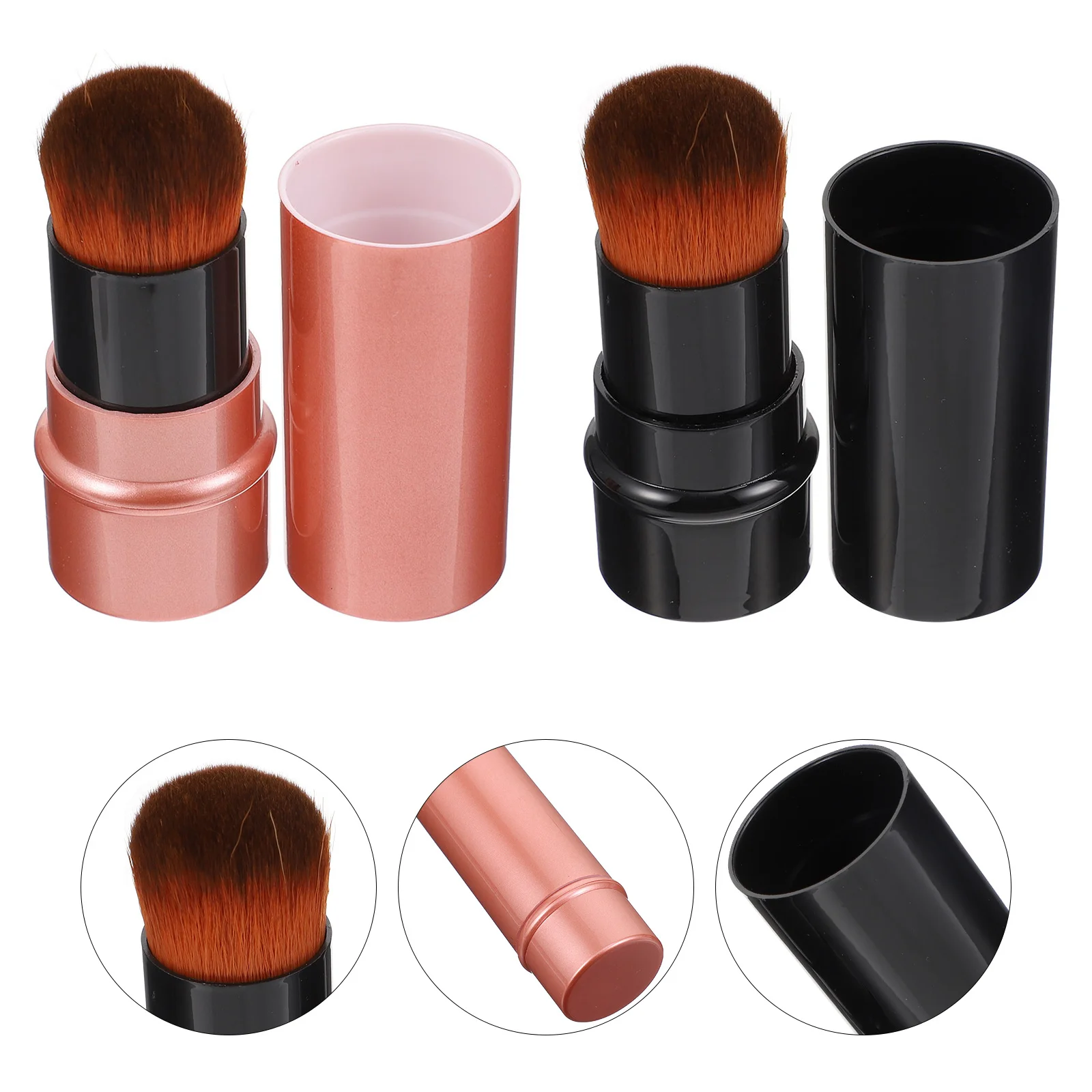 Brocha de base retráctil para crema líquida en polvo, herramienta profesional de maquillaje, colorete facial, polvo suelto, 2 uds.