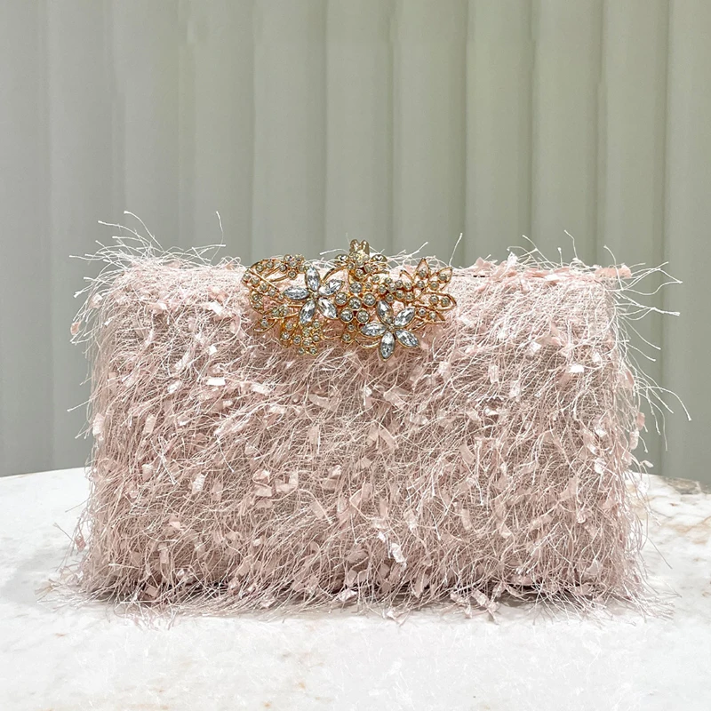 

Fashionable Elegant Tassel Evening Bag Women's Personalized Box-Shaped Small Handbag Luxury Wedding Dress Party Banquet Clutch