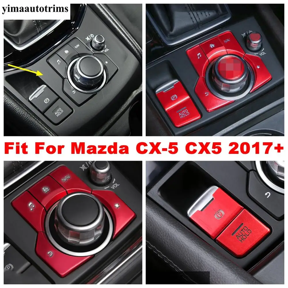 

For Mazda CX-5 CX5 2017 - 2022 Electrical Park Hand Brake Center Multimedia Knob Button Panel Cover Trim Accessories Interior