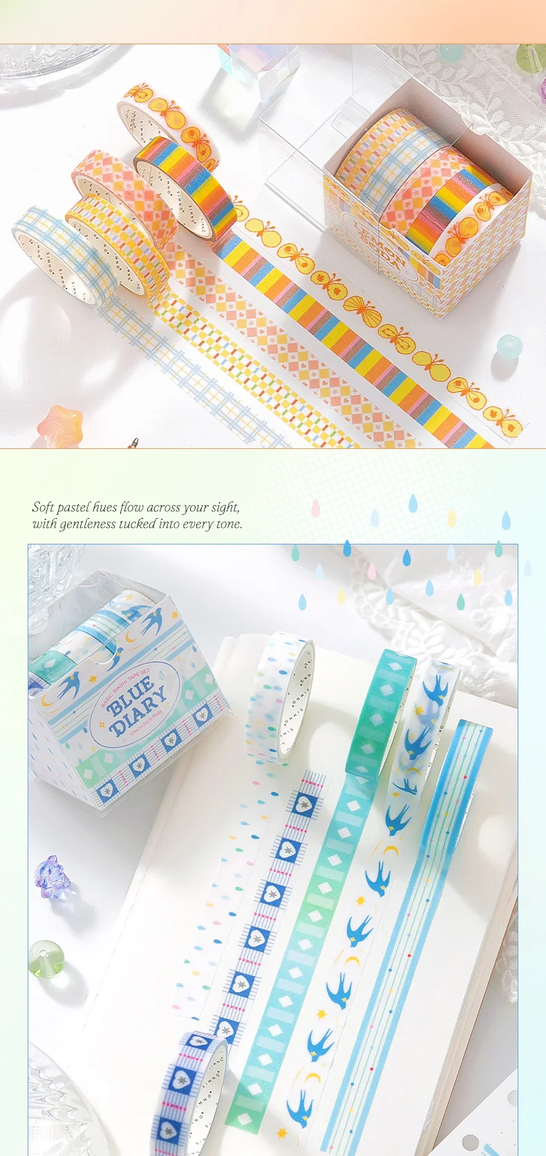 Journal GO 5 Rollen 1cmx2m Niedliches Zucker-Fantasie Washi-Tape Aufkleber für Collage Journal Deko Planer Scrapbooking Material – Detail 7