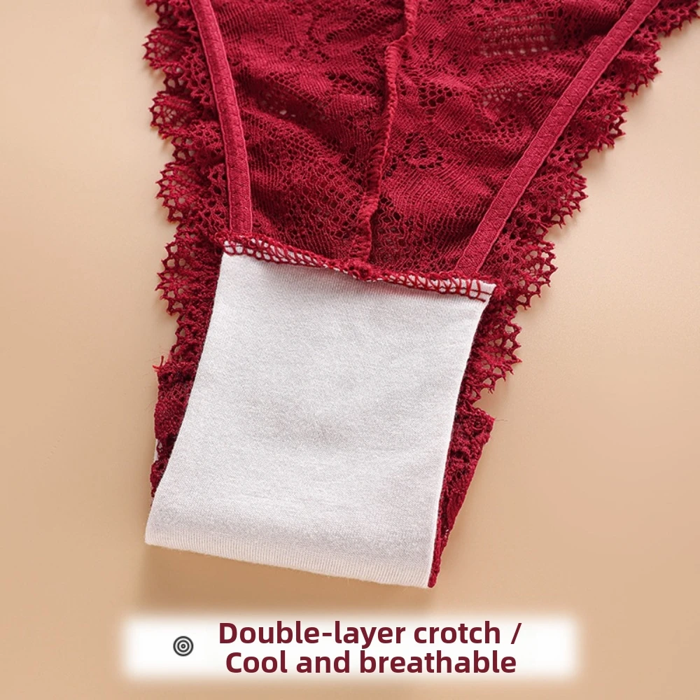 Modische Transparente Spitzen-Netz-Tanga Dünne Niedrig Geschnittene T-Back-Höschen Lingerie Blumenmuster Damenunterwäsche – Detail 12
