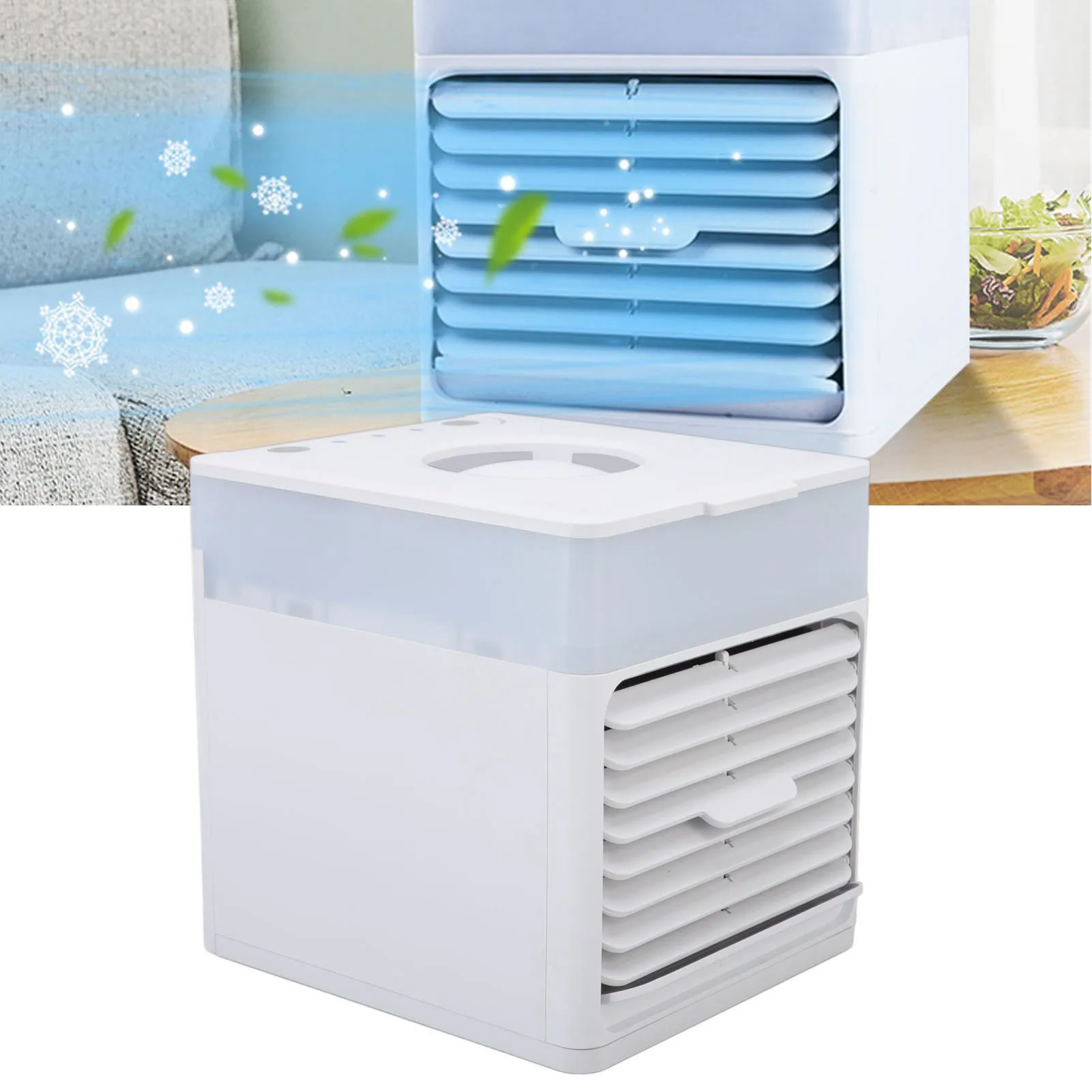 

Мини-кондиционер 500 мл, 3 скорости, бесшумное охлаждение, увлажнение, очистка, ночник, портативный кондиционер