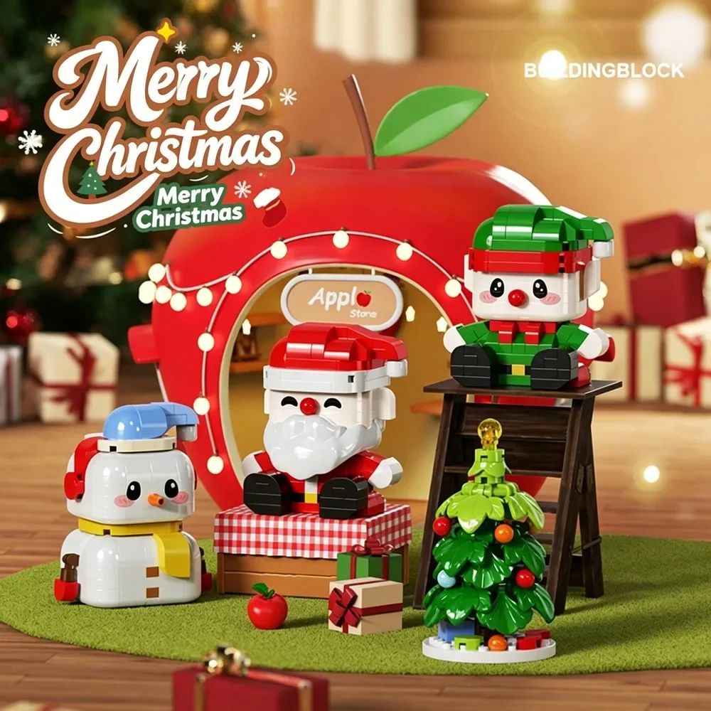 Christmas Figure Model Building Blocks Micro Bricks DIY Assembly Stress Relief Desktop Ornament Gift Decor Collectible Display