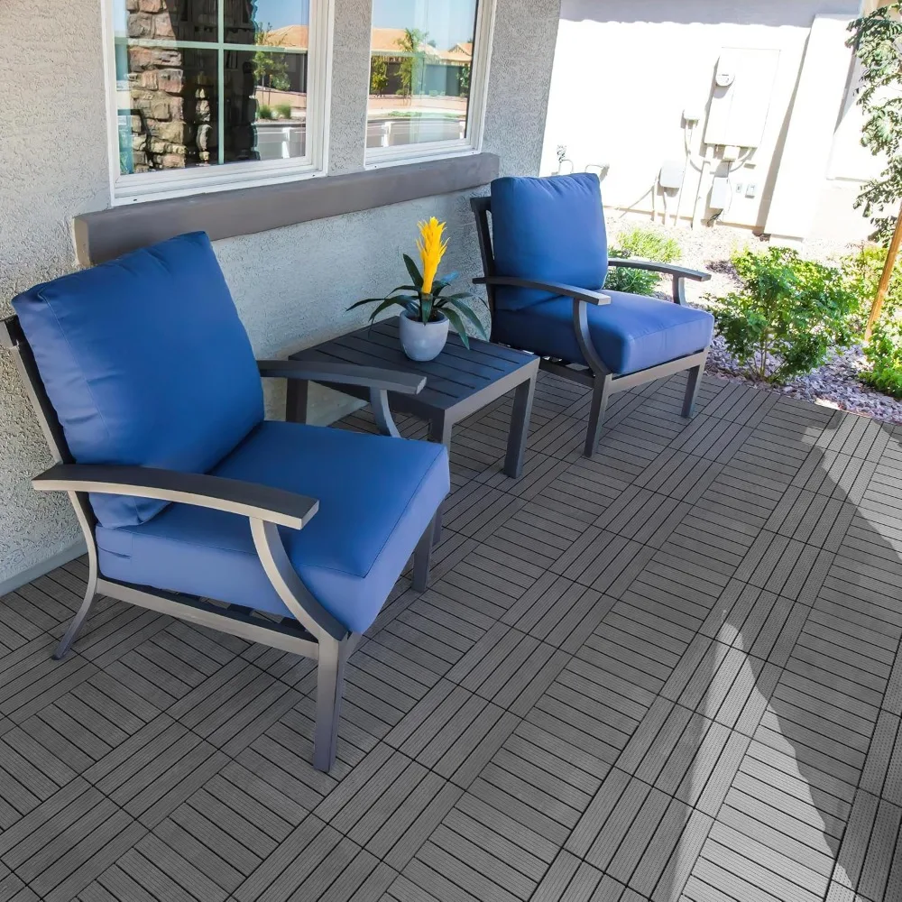 54 PCS Plastic Interlocking Patio Deck Tiles - 12" x 12" Waterproof Indoor Outdoor Flooring, Patio Floor Decking for Balcony