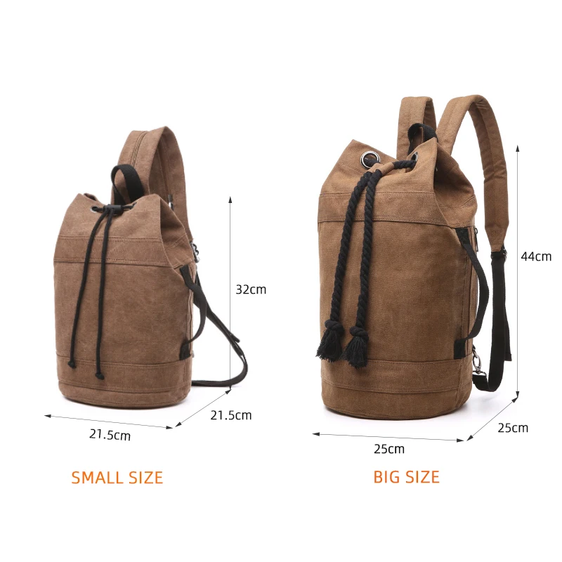 Canvas Drawstring Backpack Bucket Sport Travel Bag Casual Fitness Gym Rucksack for Men And Women