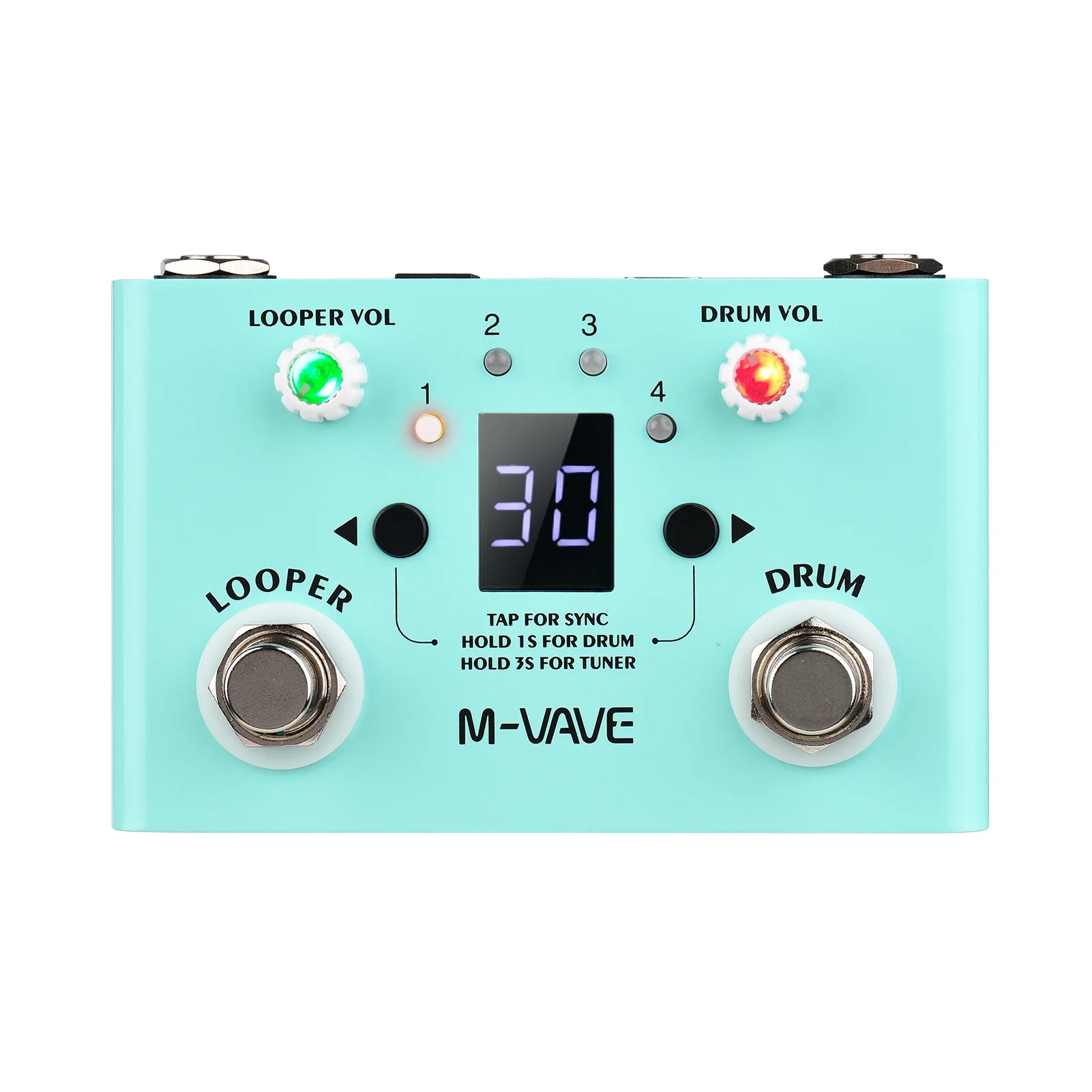 M-VAVE Lost Tempo V2 Drum Machines & Looper Pedal Built-in 30 Drums 11 Mins Recoding Time High Precision Tuner Guitar Pedal