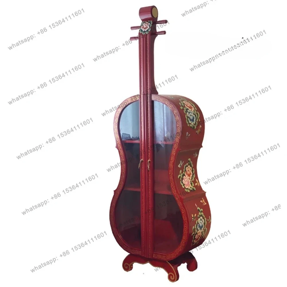 

Handmade European painted cello cabinet wine cabinet display Chinese furniture antique retro style storage