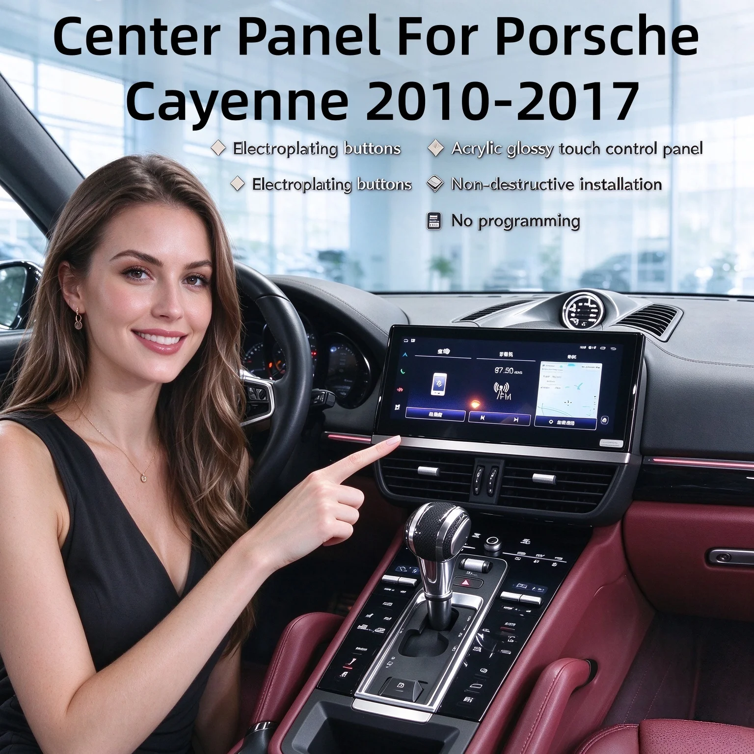 12.3inch Car Interior Upgrade Kits Android 13 For Porsche Cayenne 2010-2017 Central Console Panel Multifunctional LCD Stopwatch