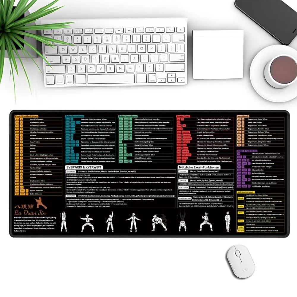 German Version Cheat Sheet Mouse Pad HD Printing Anti-Slip Base Office Desk Mat Ergonomic Design Computer Keyboard Pad Students