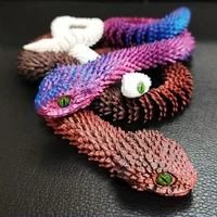 3D Printed Snake Movable Joint Fidget Toy Figurine Simulation Snake Office Desktop Ornament Gifts Crafts Figurines Miniatures 2