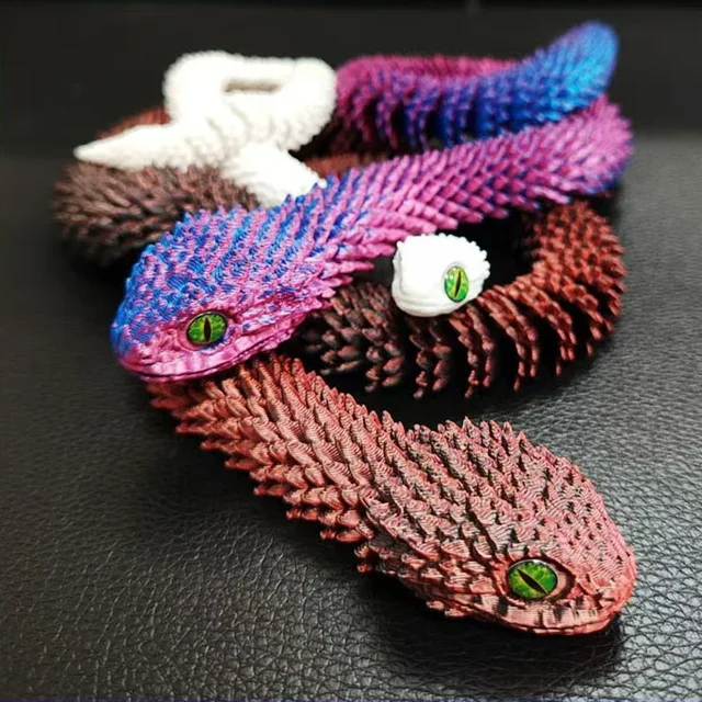 3D Printed Snake Movable Joint Fidget Toy Figurine Simulation Snake Office Desktop Ornament Gifts Crafts Figurines Miniatures 2