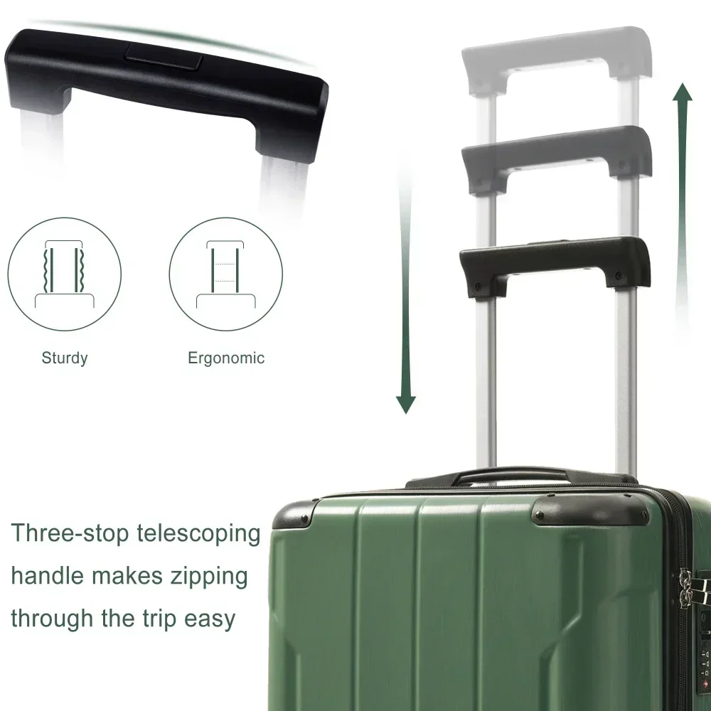 20-Inch Hardshell Carry-On Luggage, Lightweight Durable ABS Suitcase with Spinner Wheels, Built-in TSA Lock, 2 Packing Cubes